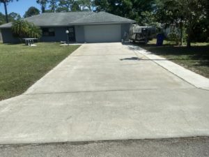 After pressure washing driveway